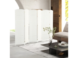 Biombo de 6 Painéis Separador Ambientes Dobrável 240x170 Cm para Sala Estar Dormitório Escritório Branco