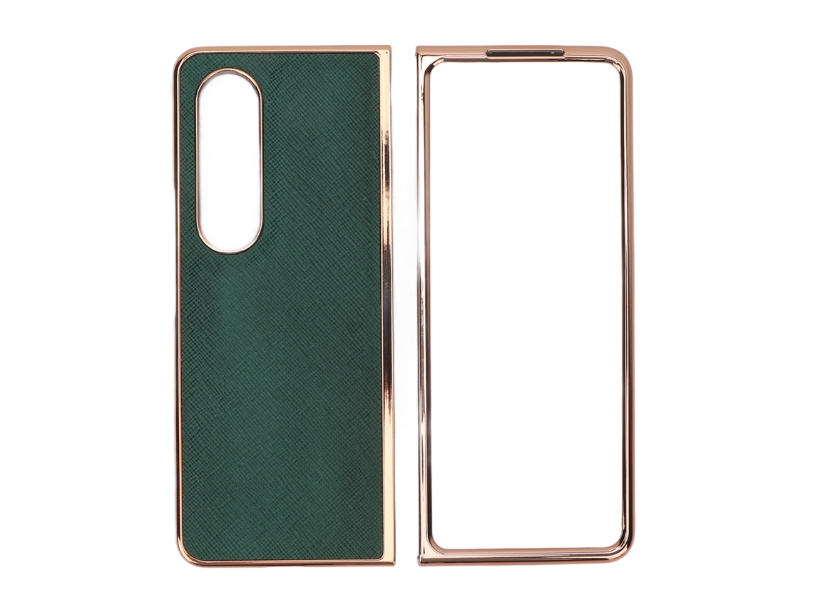 Aetheria capa de Couro de Vaca Nanoplacada com Grão Cruzado para Samsung Galaxy Z Fold 4 Verde