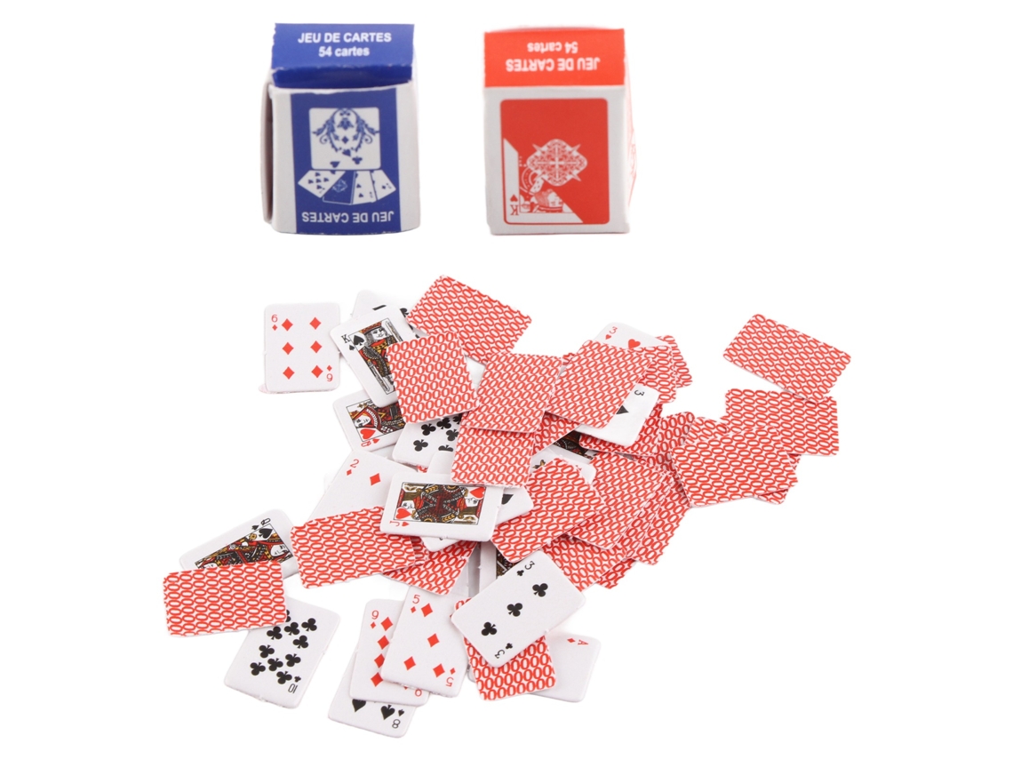 Primerox cartas de Jogo Miniatura 1/12 Casa de Bonecas Acessório Papel 54 Cartas 2 Caixas