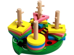 Blocos De Empilhar Montessori Com 4 Pilares Para Besouros, Brinquedo