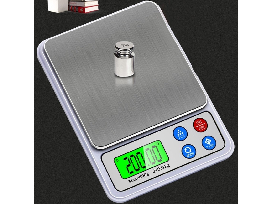 Balança Eletrônica De Precisão Mdug De 600g/0,01g Para Cozinha/confeitaria Com Tela Lcd De 2,2 Polegadas