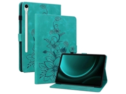 Capa Para Tablet Compatível Com Samsung Galaxy Tab S11, Com Estampa De Lírio, Compartimentos Para Cartões E Revestimento Em Couro.