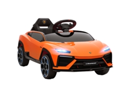 Carro Elétrico Infantil Licença Lamborghini Com Buzina E Comando, 101.5x49x43 Cm, Laranja