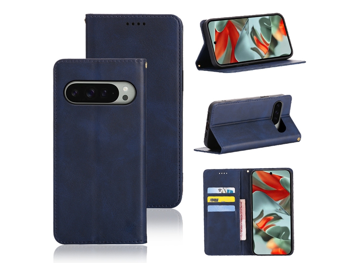 Zsanfs Capa Pele Pu Para Google Pixel 7, Cor Azul