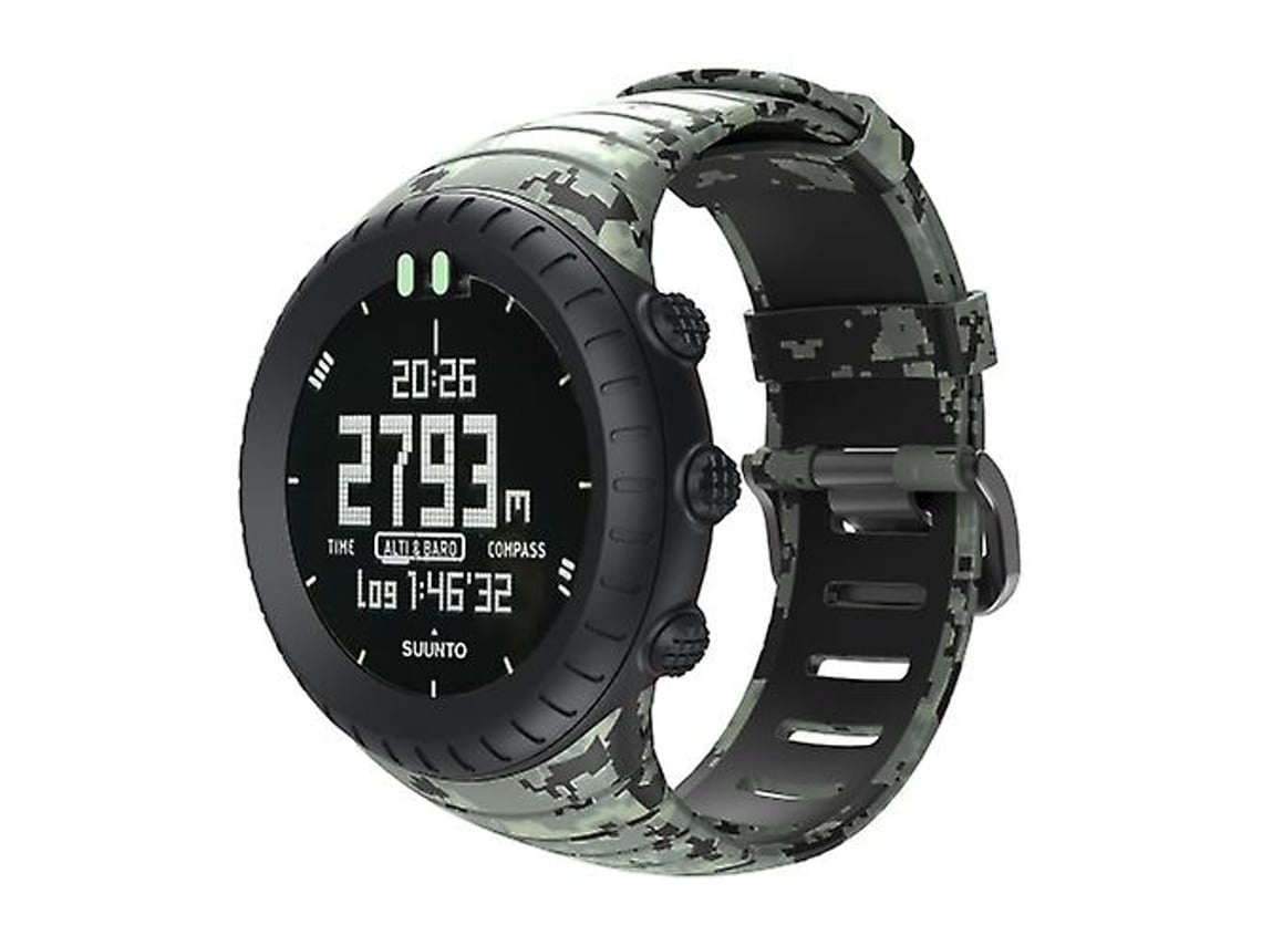 Pulseira De Relógio Lurelia Para Suunto Core Tpu Impressa Preta Camuflagem
