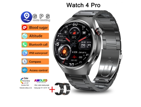 Smartwatch Timovo® Reloj Inteligente Para Android Ios Gt4 Pro Relógios À Prova Dwaterproof Água, Fitness Ao Ar Livre, Nfc, Rastreador Gps Preto