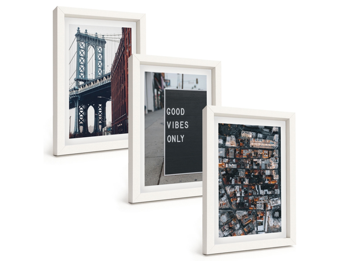 Composição De Quadros Ponte Cidade Inscrições Vista De Pássaro Espelharte (3 Peças 20x30 Cm)
