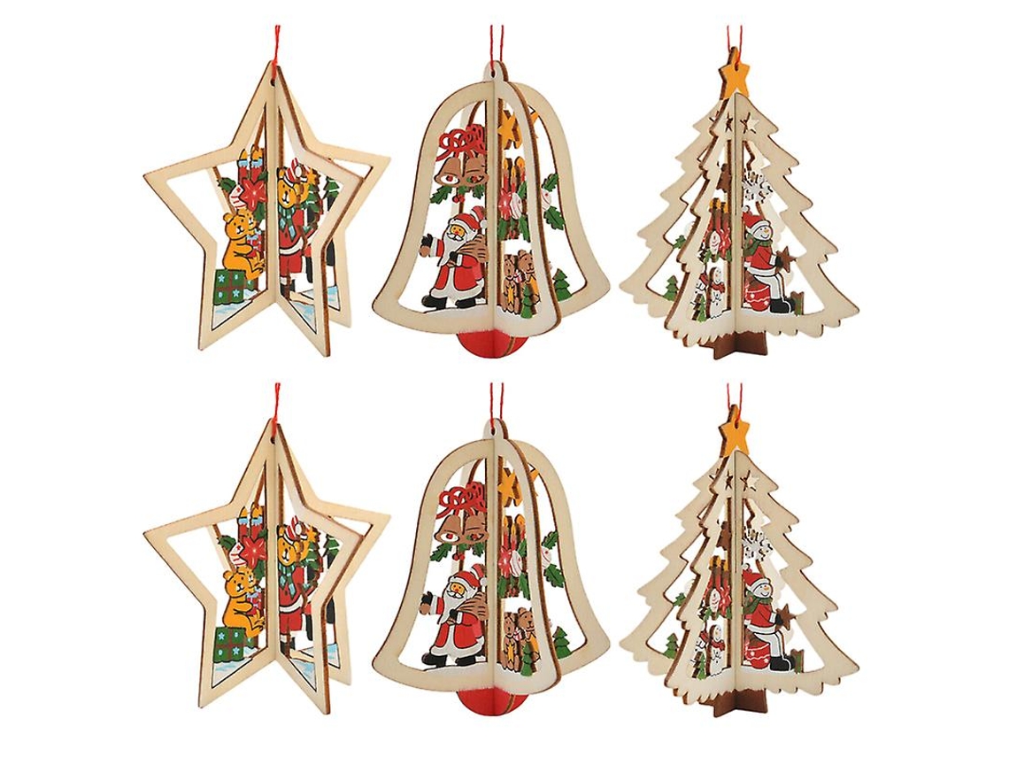 6Pcs Pingente de Natal para Árvore ALLINLESS
