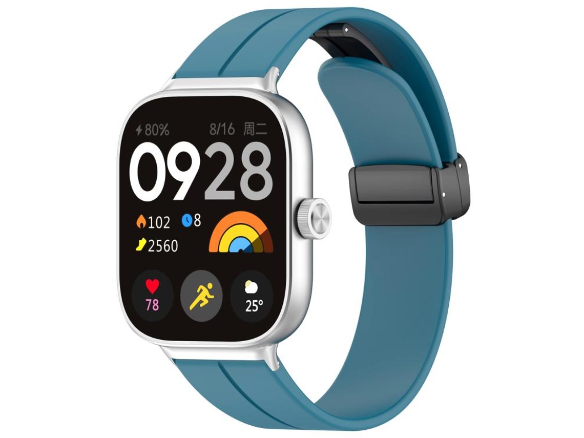 Bracelete para Xiaomi Band 9 Pro / 8 Pro em silicone com cabeça chata e fivela preta azul rocha XIAOMOYU