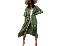 2026 kimono para Mulher de Praia com Borda Curva Solta e Frente Aberta Tamanho Único Leve e Confortável