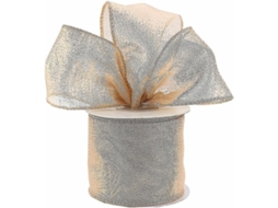 Fita Dourada Champagne Com Fio 2,5 Polegadas Lurex Metálico Ribbon Para Decoração E Artesanato 10 Jardas