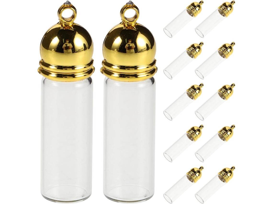 Conjunto de 12 Mini Jarras de Vidro Para Fazer Chaveiros E Pingentes.