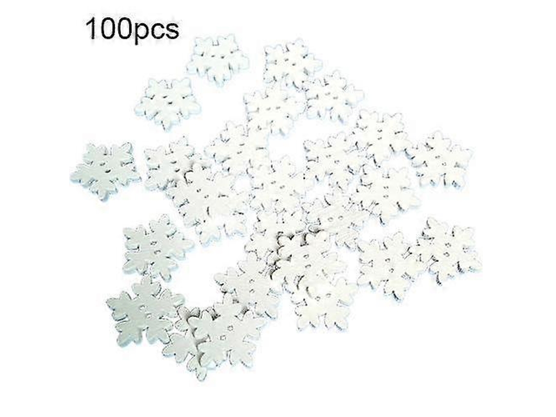 100/50 Botões De Flocos De Neve Brancos De Madeira Para Scrapbooking