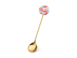 2026 cucharas para Postres Cartoon Creativas de Acero Inoxidable, 6 Piezas Lollipop Dorado Colorido