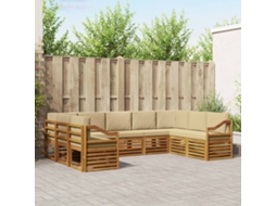 Vidaxl Conjunto De Sofá Sectional Com Almofada 9 Pcs Natural E Bege