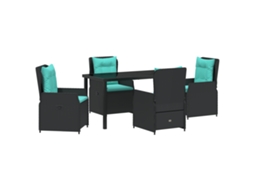 Conjunto 5 De Jantar De Jardim Vidaxl Preto Vime Poliéster