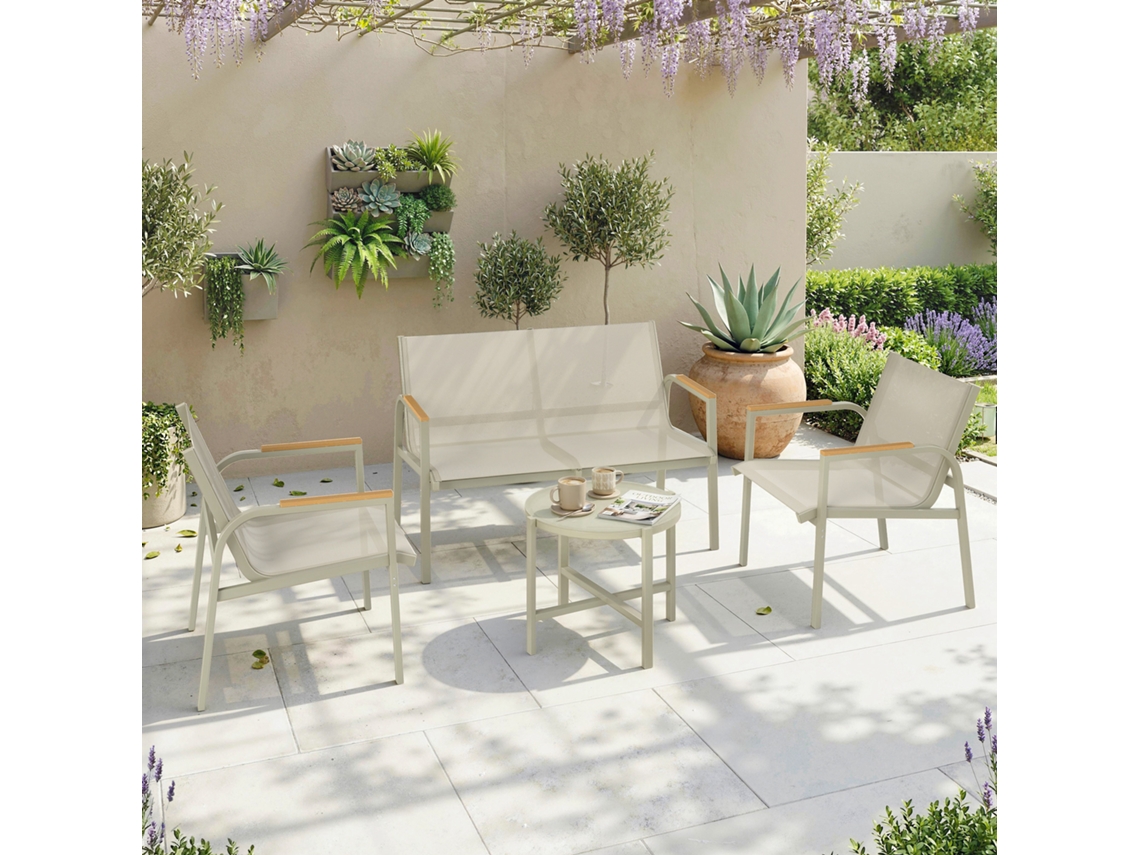 Conjunto De Sofá Exterior Com Loveseat E 2 Cadeiras, Verde