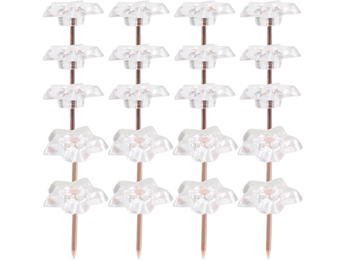 100 Tachinhas Transparentes Em Formato De Estrela Para Escritório E Quadros Cortiça, Decorativas E Fáceis De Guardar