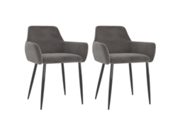 Vidaxl Cadeiras De Jantar 2 Pcs Veludo Cinzento-escuro