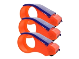 Conjunto de Cortadores Fita Adesiva com 3 Peças, Dispensador Larga 6cm, Corte Rápido, Cabo Resis Tente para Embalagens Al GOKOCO