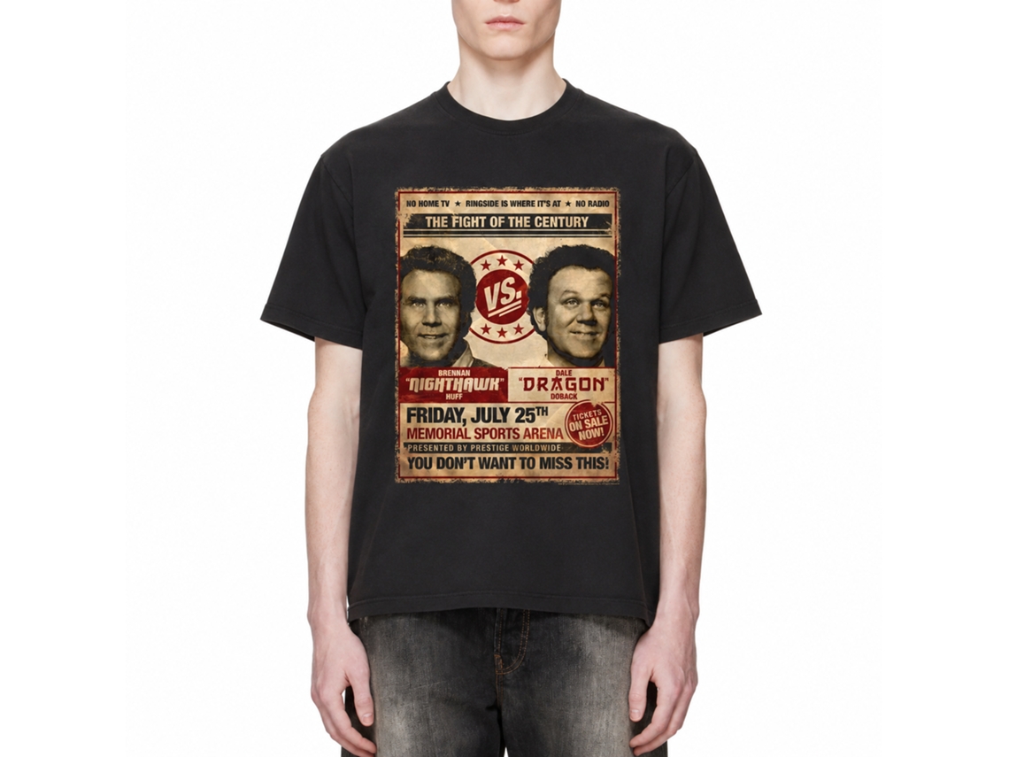 Rockinstone Step Brothers Movie Fight Poster Black Adult T-shirt Size:xxl