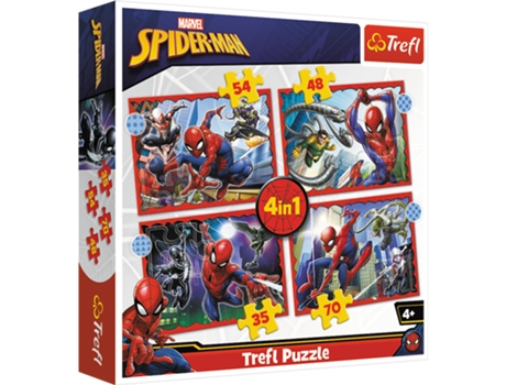 Puzzle 4 Em 1 Homem Aranha Heroico Trefl 34384 Trefl Puzzle