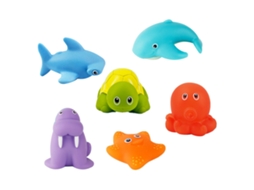 Ats brinquedo de Banho para Bebês com Animais Divertidos, Squeaker e Cores Vívidas, 6 Figuras Animais para Banheira Infantil