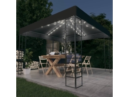 Vidaxl Tenda De Jardim Com Cordões De Luzes Led 3x3 M Antracite