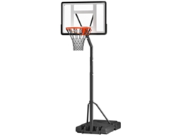Tabela De Basquetebol Portátil Ajustável Em Altura Com Base Recarregável Para Crianças E Adultos 86x165x302-352 Cm Preto