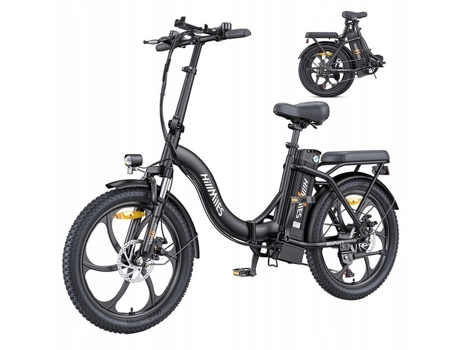 Bicicleta Elétrica Dobrável Hillmiles Mileport 1 Autonomia 60km Motor 250w Bateria 36v13ah Pneus 20 Polegadas Bicicleta Vtc Preto