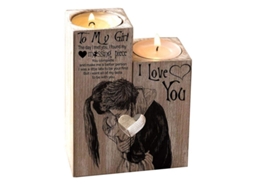 2026 porta Velas de Madera Linjou Corazón Regalo Decoración Día San Valentín Boda Navidad Cumpleaños