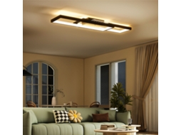 Abajur de Teto Led Regulável 3000 6000k com Controle Remoto e Interruptor. 70x30 Cm. Preto Ge
