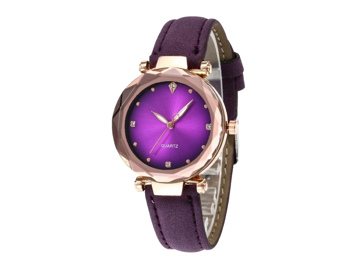 Relógio Esportivo de Quartzo com Pulseira de Couro Estilo Simples e Fashionável (roxo)