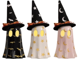 Fantasminhas Fofos Decoração De Mesa Escultura De Halloween Resina Com Chapéu De Bruxa Para Gokoco