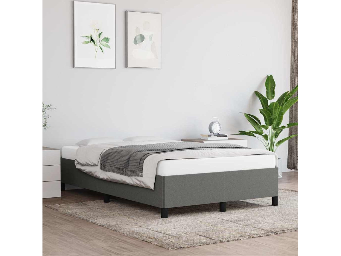Vidaxl Estrutura De Cama Sem Colchão Cinza Escuro 120x190 Cm Tecido