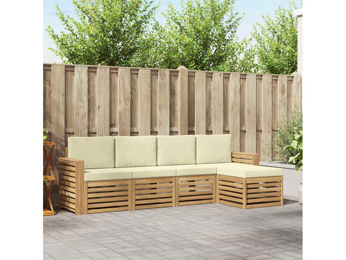 Vidaxl Conjunto De Sofás Para Exterior 5 Unid. Branco E Creme