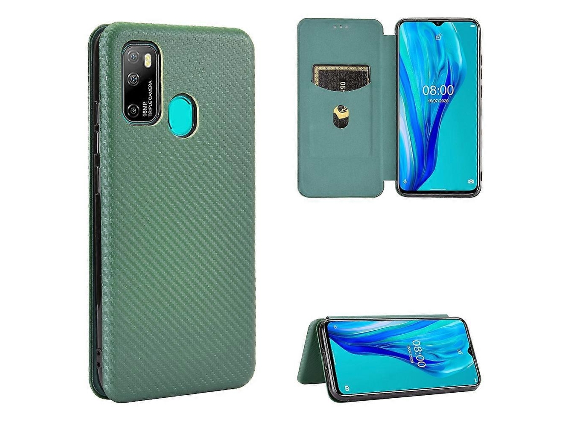 Capa De Tpu Pc Couro Pu Com Textura De Fibra De Carbono E Slot Para Cartão Para Ulefone Note 9p