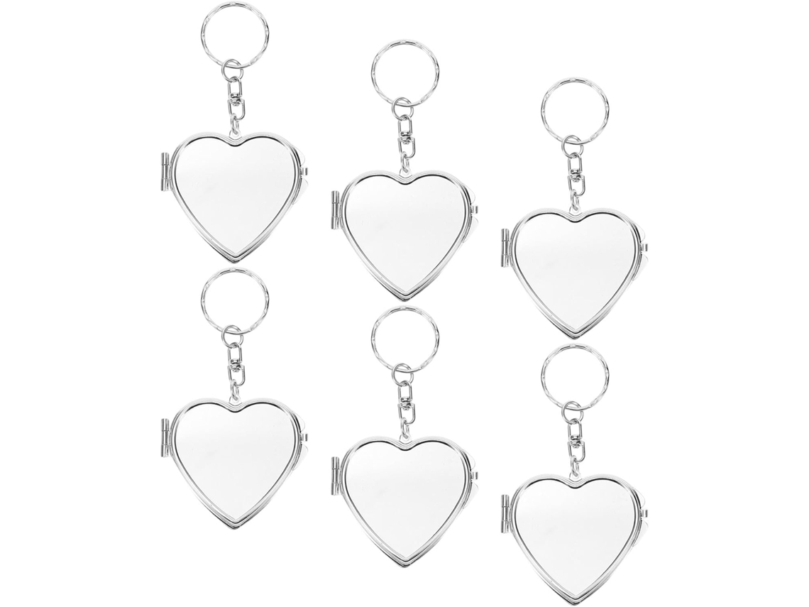 Conjunto de 6 espelhos para bolsa em liga de zinco prateada, dupla face.