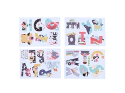 Rebe-4 Piezas De Adhesivos Abc Alfabeto Letras Animales Bonitos Para Niños Habitación Jardín De Infantes