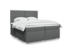 Vidaxl Cama Com Molas/colchão 200x200 Cm Tecido Cinzento-escuro