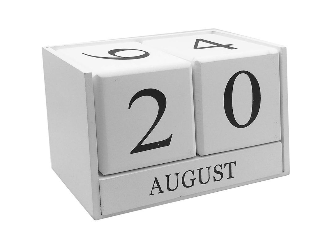 Nova Line calendário de Blocos de Madeira Perpétuo para Mesa Decoração de Escritório e Lar (branco)