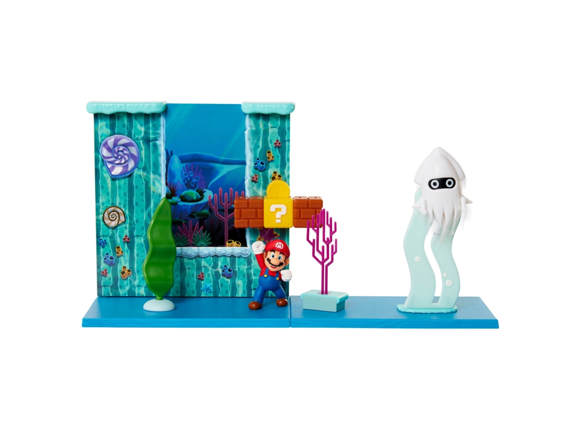 Super Mario Aquatic Diorama Game Com Figura de Mario 6.35cm (Idade Mínima Recomendada: 3 anos)