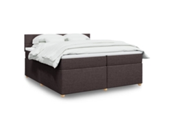 Vidaxl Cama Com Molas/colchão 200x200 Cm Tecido Castanho-escuro