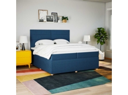 Vidaxl Cama Com Molas/colchão 200x200 Cm Tecido Azul