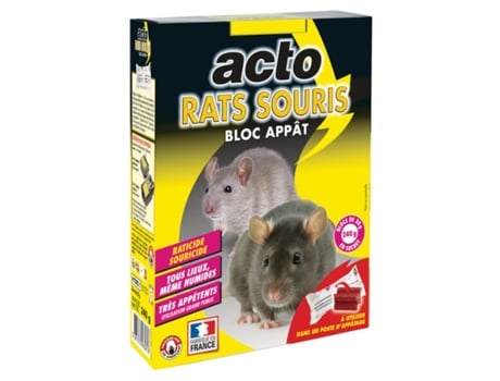 Appât Pour Rats Et Souris ACTO 12 Blocos para 20 G Tres Attractif Dératisation Efficace Poids Total 240 G