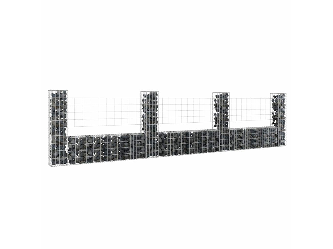 Vidaxl Cesto Gabião Em Forma De U C/ 4 Postes 380x20x100 Cm Ferro