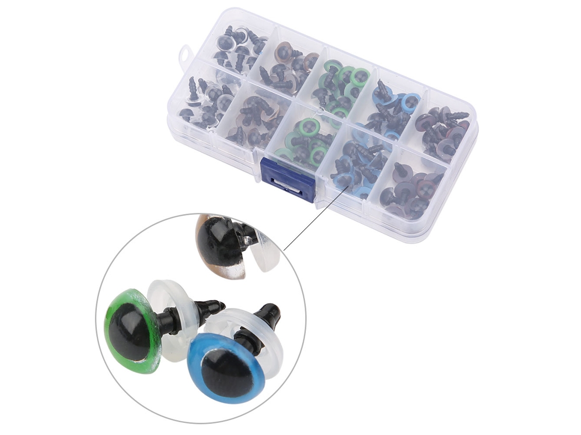 Primerox 100pcs Olhos de Segurança de Plástico Coloridos 10mm para Bonecas e Brinquedos de Pelúcia