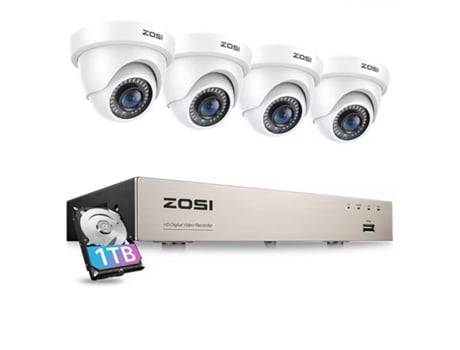 Kit Vídeovigilância Zosi Com 4 Câmeras Brancas Incluí Disco Rígido Gravação Hdd 1tb