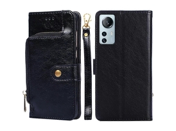 Capa De Celular Em Couro Com Zíper Para Xiaomi 12 Lite