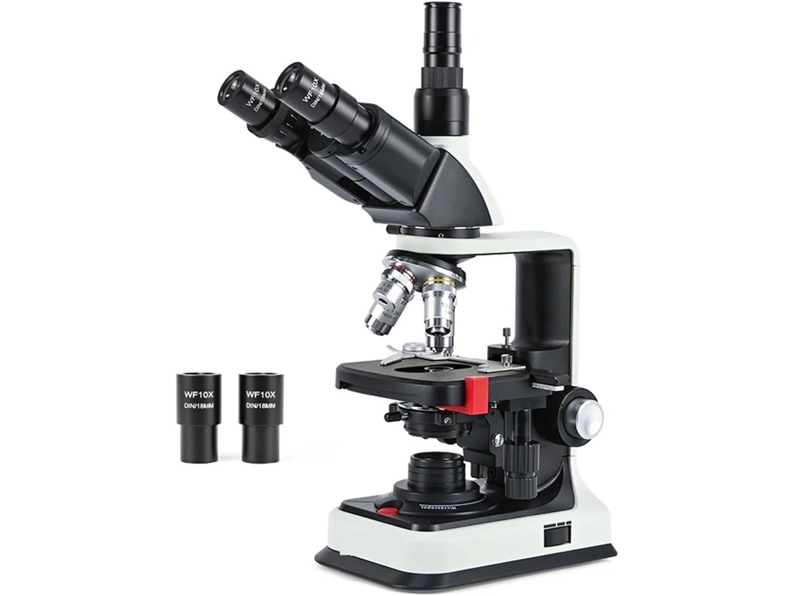 Microscópio Biológico Trinocular de Campo Claro 40x 2500x com Suporte para Laboratório SFUSHOS